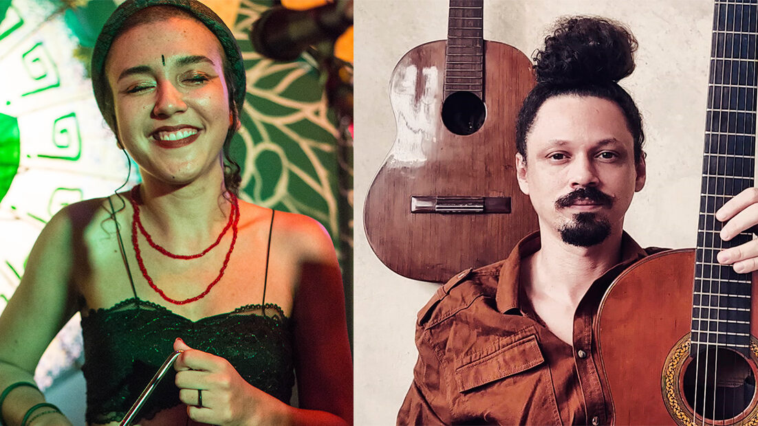 O encontro da voz e miúdas percussões de Thalia, com o violão sete cordas de Diego, aquecem os corações ao relembrar os clássicos tocados nas quadras Juninas de Belém.